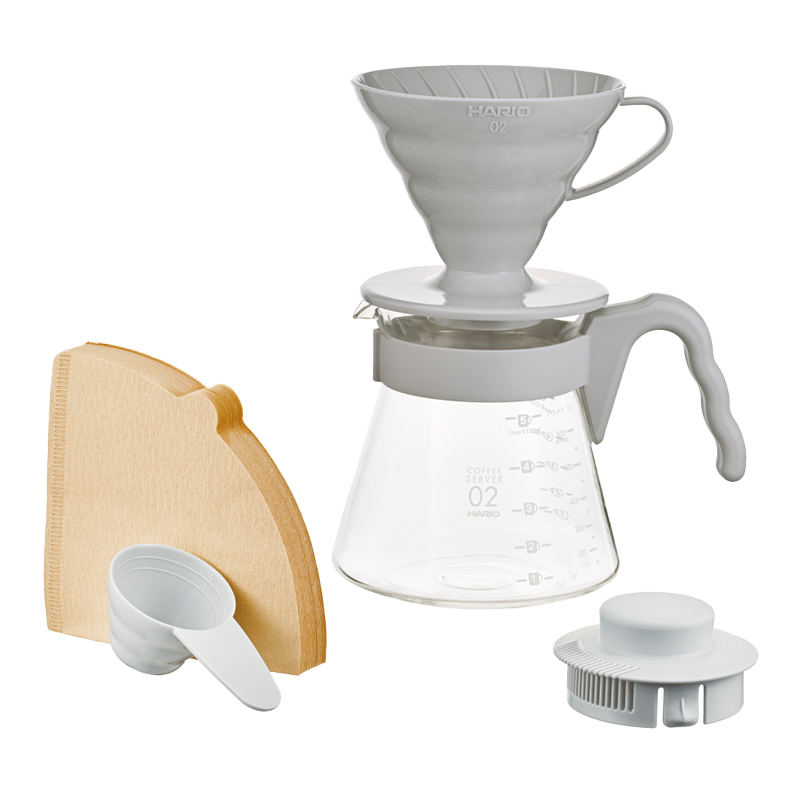 V60 Coffee Server Set, Tamanho 02, Cinzento Claro